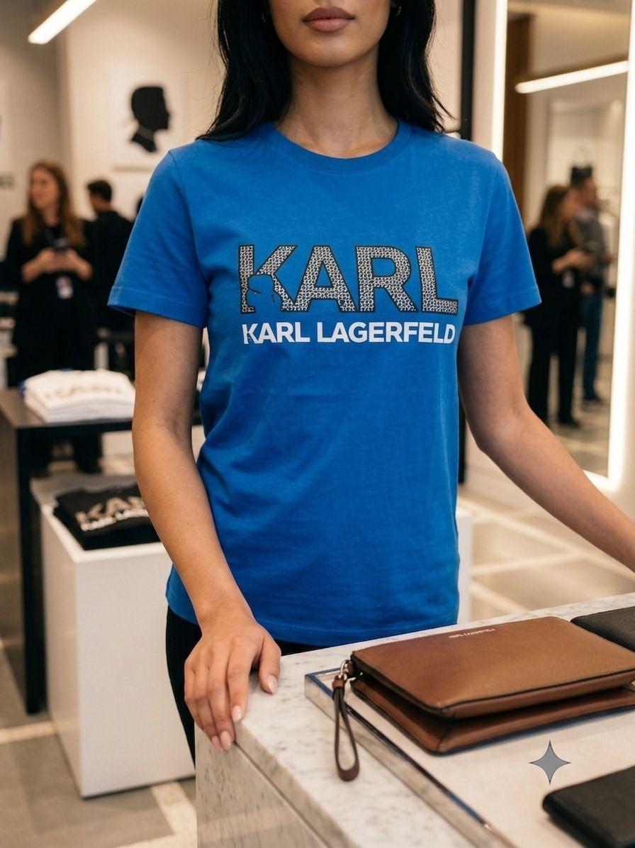 Karl Lagerfeld blue designer-inspired ladies casual tee
