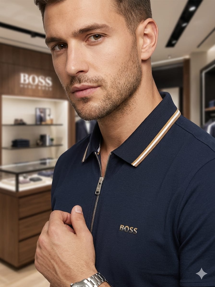 BOSS 2026 white polo tee premium quality close up