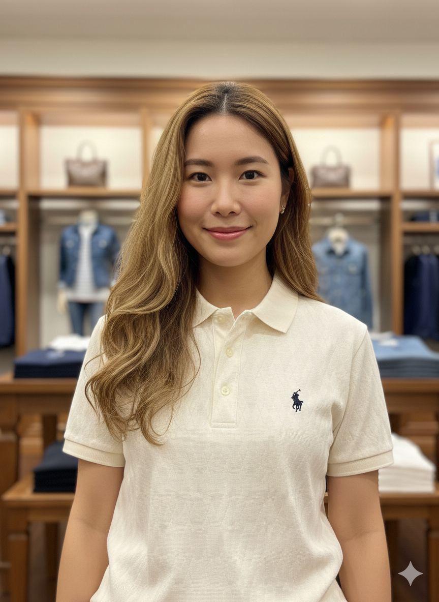 Ralph Lauren cream regular fit ladies polo T-shirt
