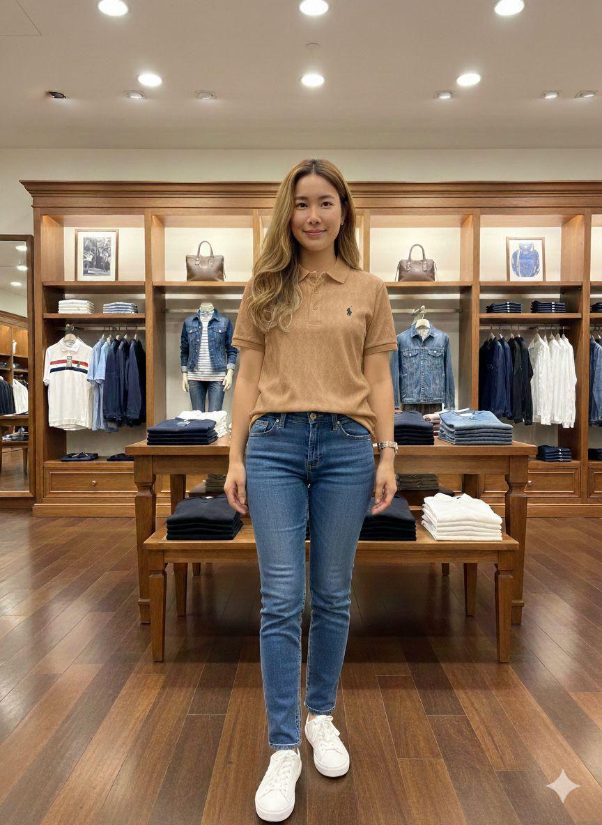 Premium Ralph Lauren beige polo T-shirt for women
