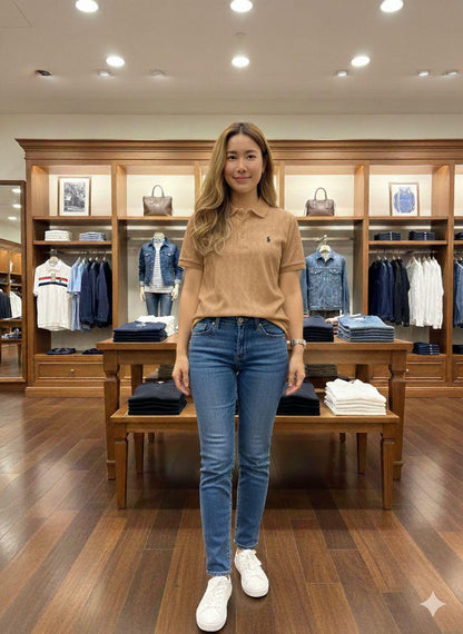 Premium Ralph Lauren beige polo T-shirt for women
