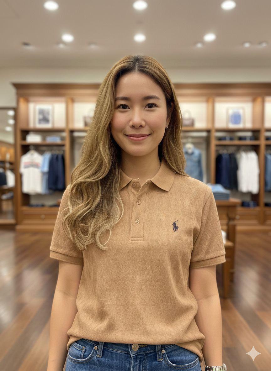 Ralph Lauren beige regular fit ladies polo T-shirt
