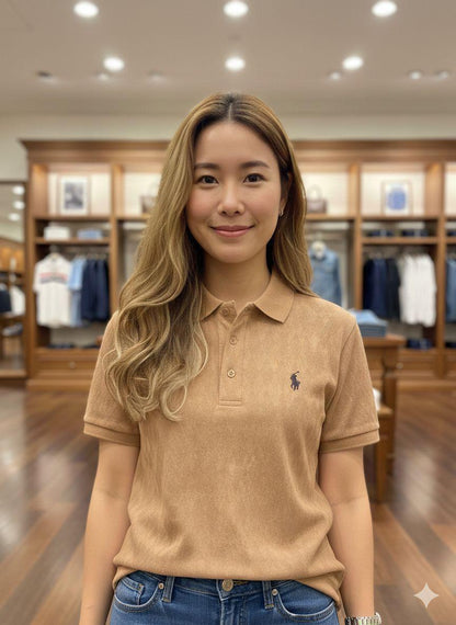 Ralph Lauren beige regular fit ladies polo T-shirt
