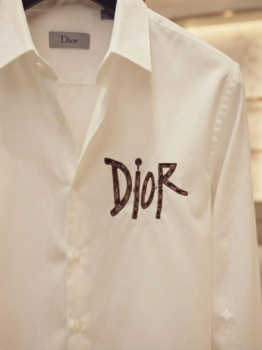 Premium Dior white full sleeve Crush cotton shirt for men
