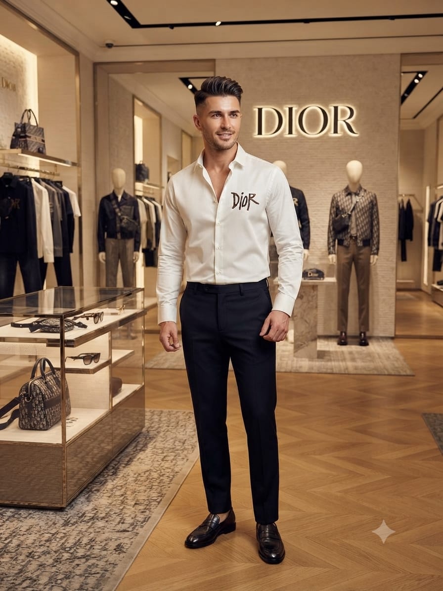 Luxury Dior white regular fit Crush cotton shirt for office and smart casual wear