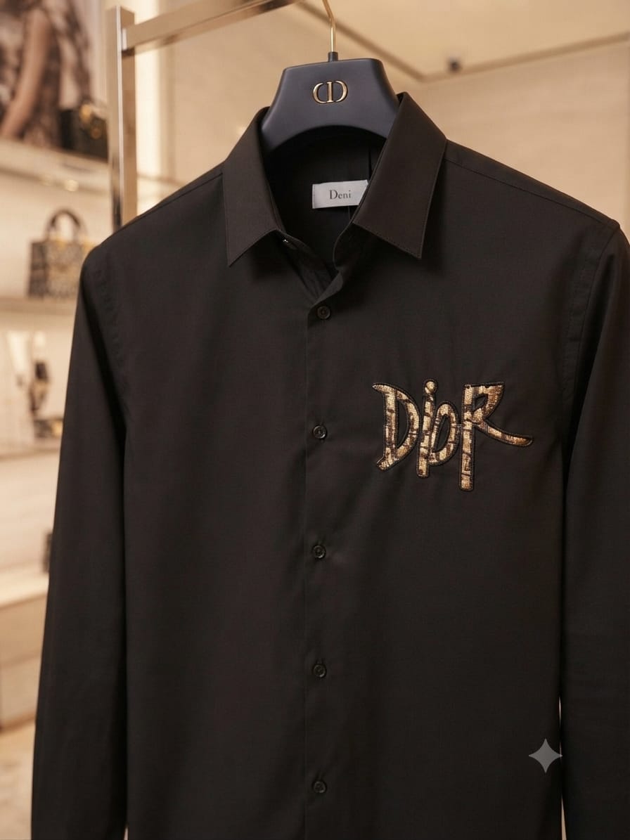 Premium Dior black full sleeve Crush cotton shirt for men
