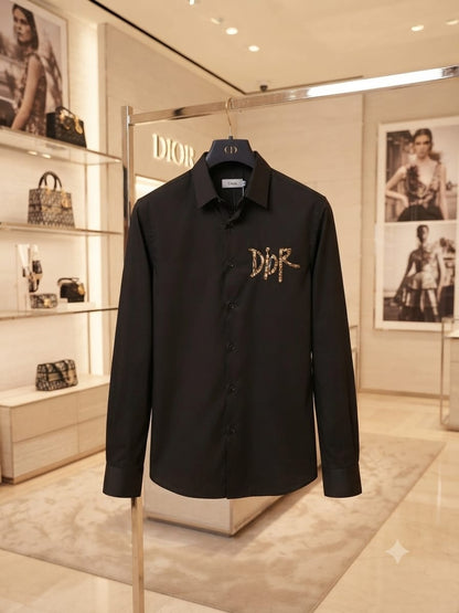 Dior men's black premium Crush cotton regular fit shirt
