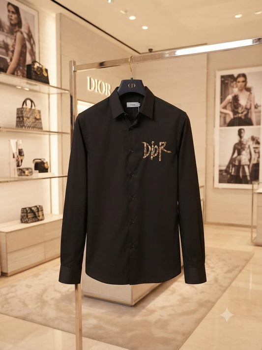 Dior men's black premium Crush cotton regular fit shirt
