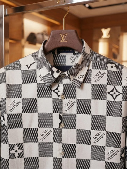 Luxury Louis Vuitton grey regular fit Crush cotton shirt for smart casual and everyday wear