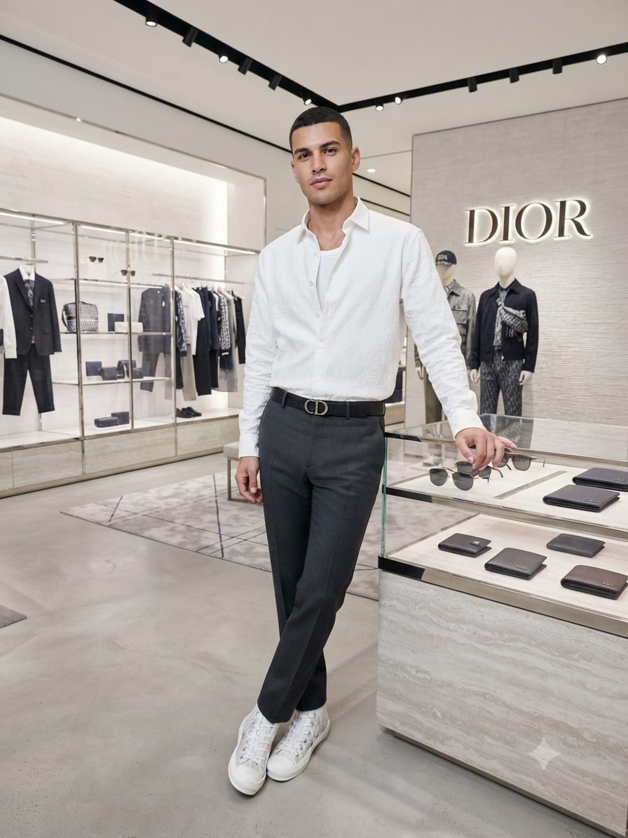 Premium Dior white full sleeve Crush cotton shirt for men
