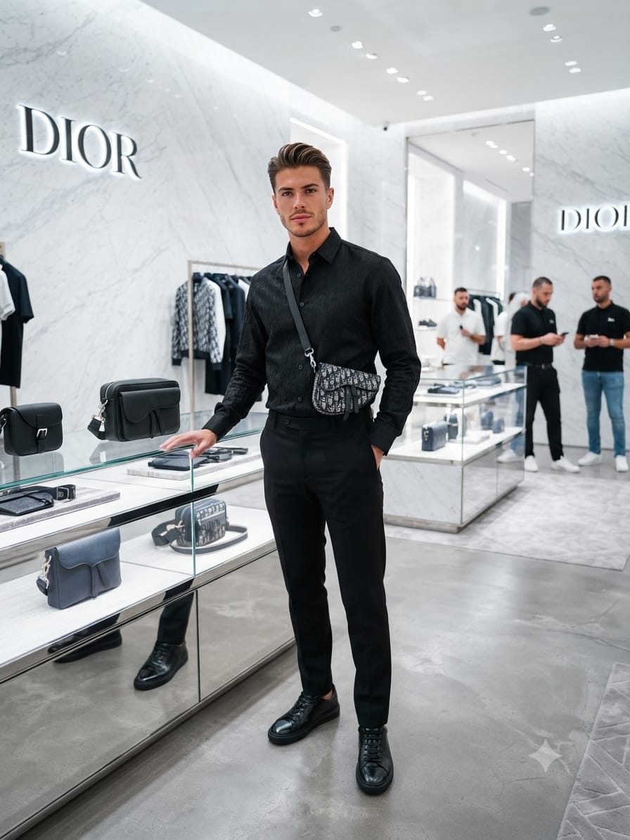 Premium Dior black full sleeve Crush cotton shirt for men
