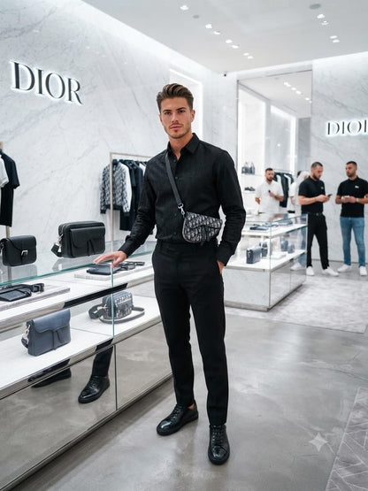 Premium Dior black full sleeve Crush cotton shirt for men
