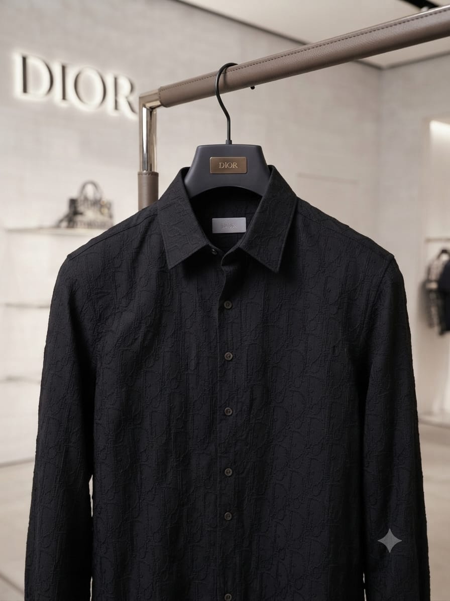 Luxury Dior black regular fit Crush cotton shirt with premium finishing
