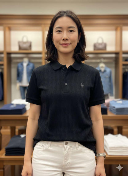 Ralph Lauren black regular fit ladies polo T-shirt
