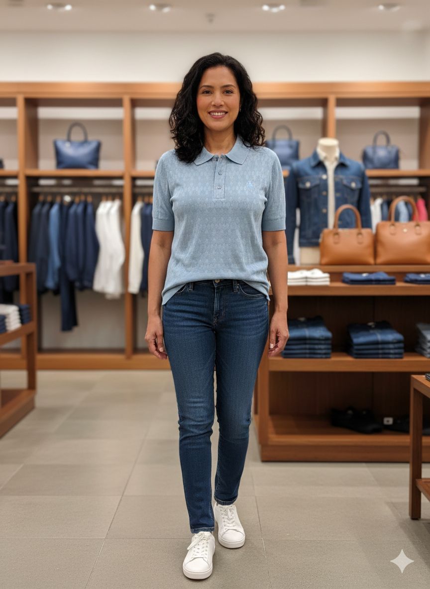 Ralph Lauren sky blue regular fit ladies polo T-shirt
