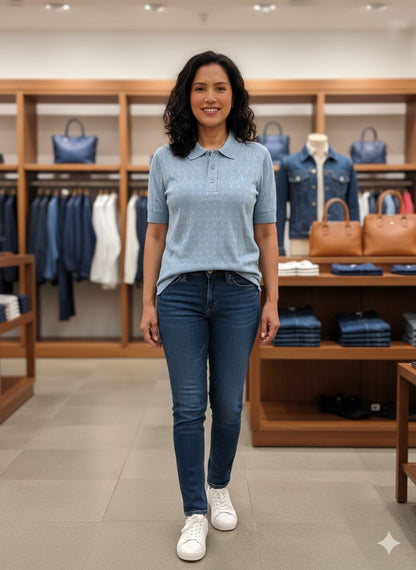 Ralph Lauren sky blue regular fit ladies polo T-shirt
