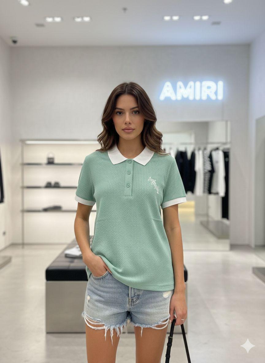 Amiri mint green regular fit ladies polo T-shirt
