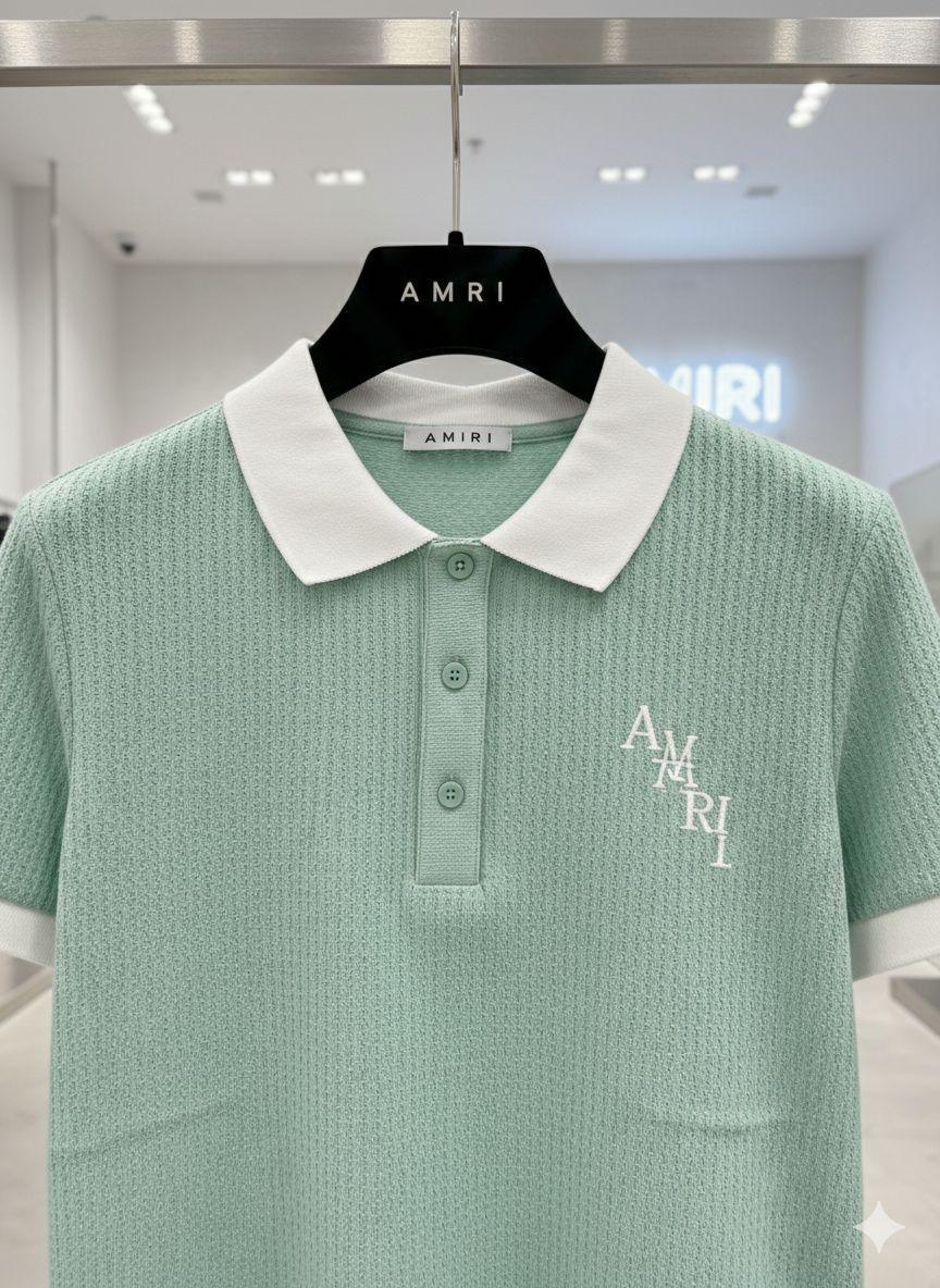 Women's Amiri mint green Turkey cotton polo tee
