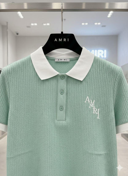 Women's Amiri mint green Turkey cotton polo tee
