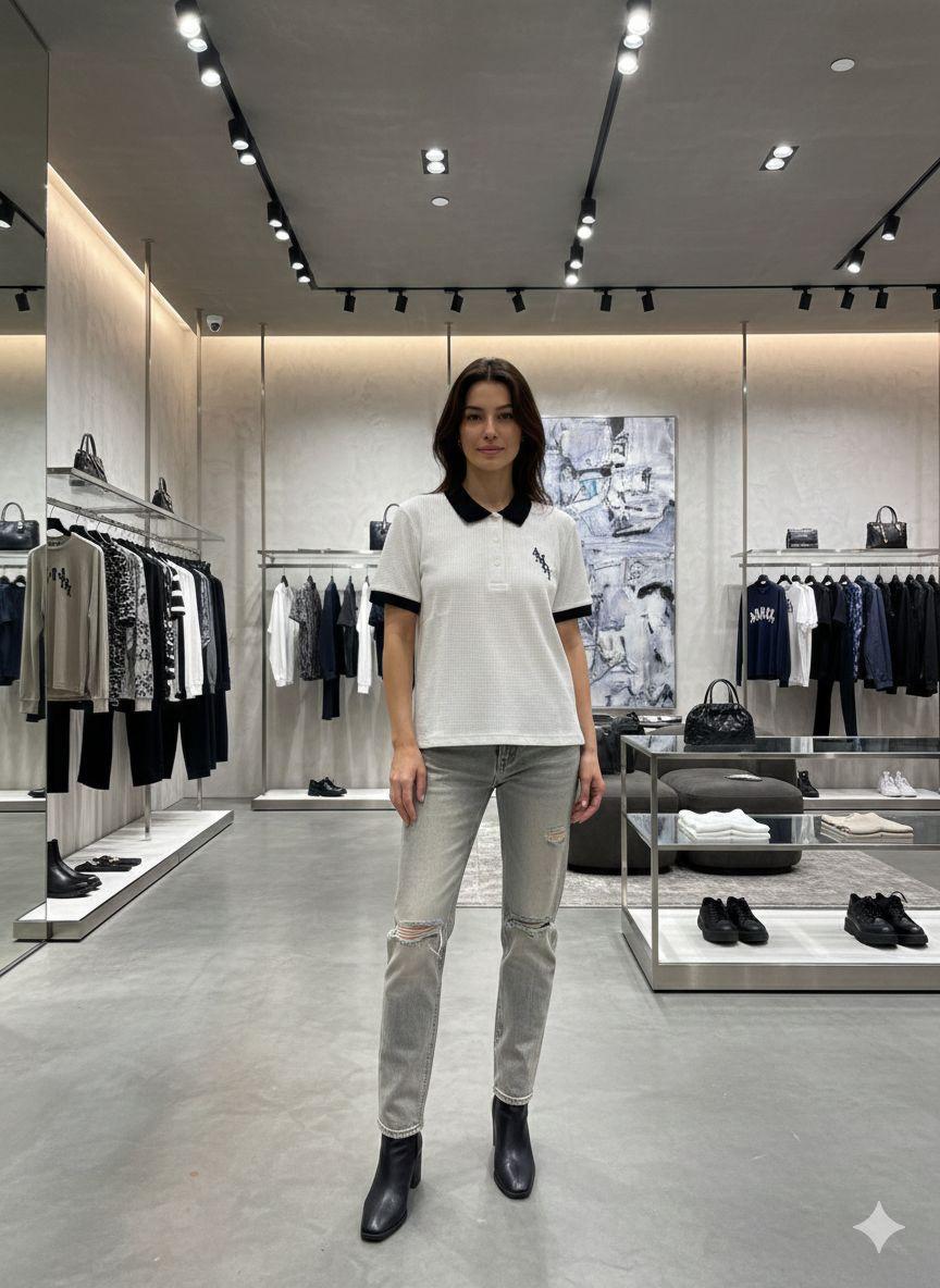 Premium Amiri white polo T-shirt for women

