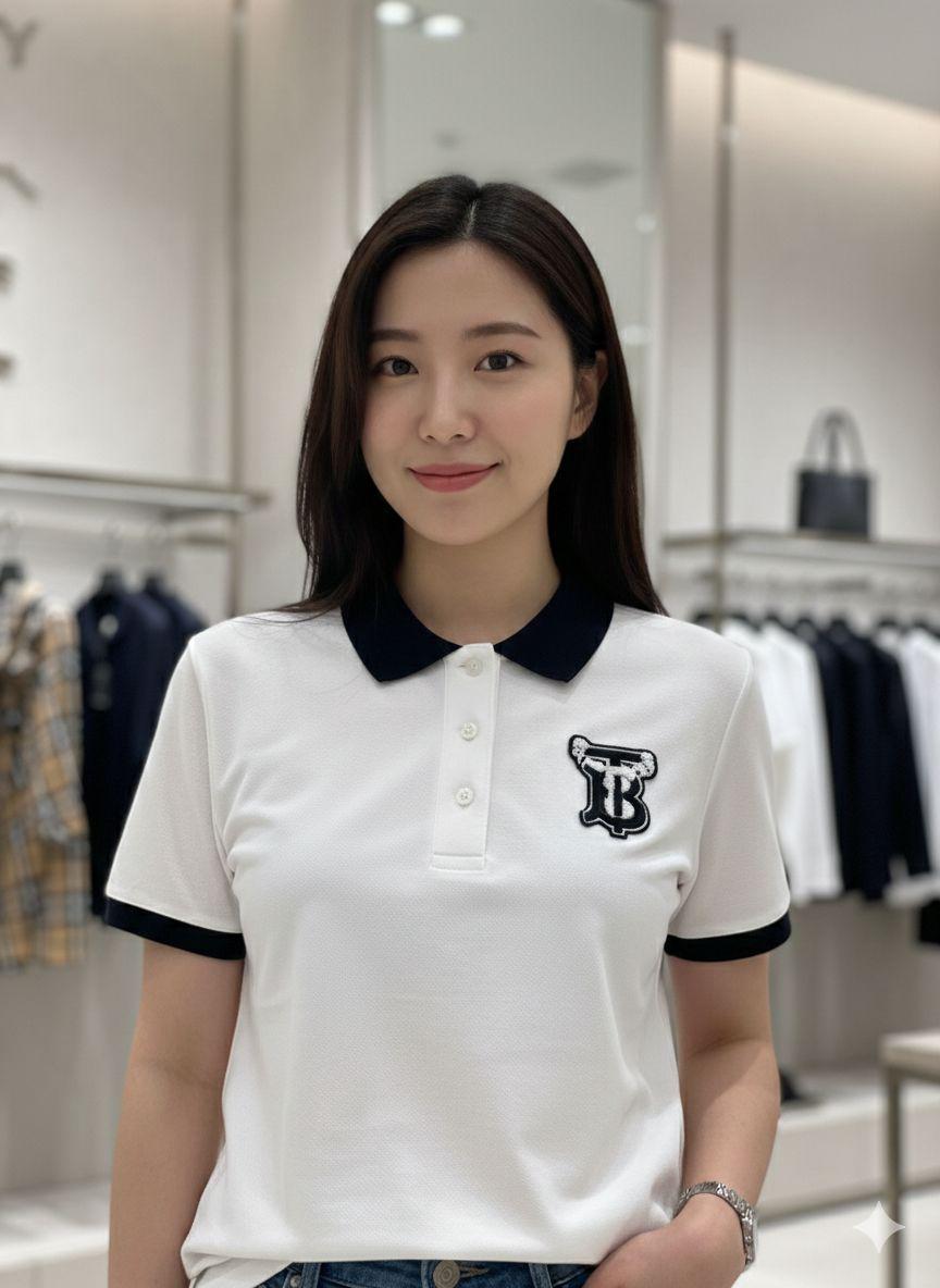 Burberry white regular fit ladies polo T-shirt
