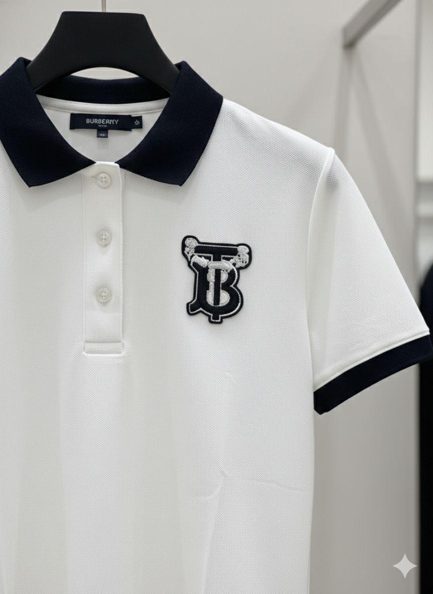 Women's Burberry white Turkey cotton polo tee
