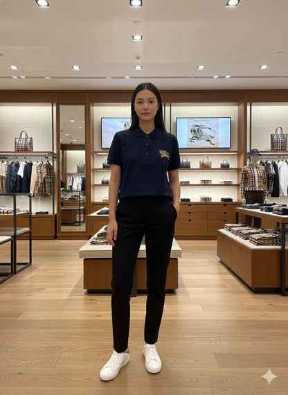 Premium Burberry navy polo T-shirt for women
