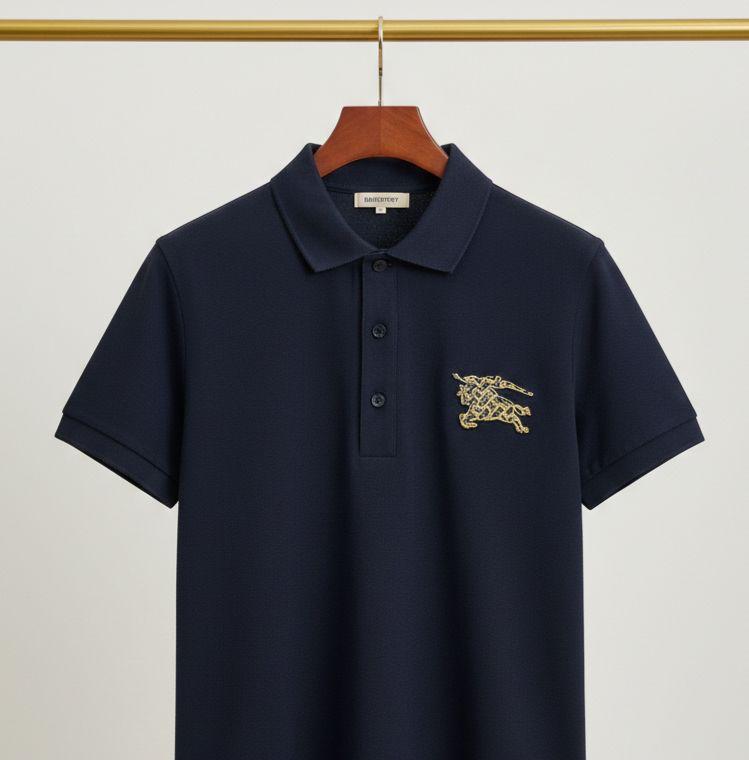 Women's Burberry navy Turkey cotton polo tee
