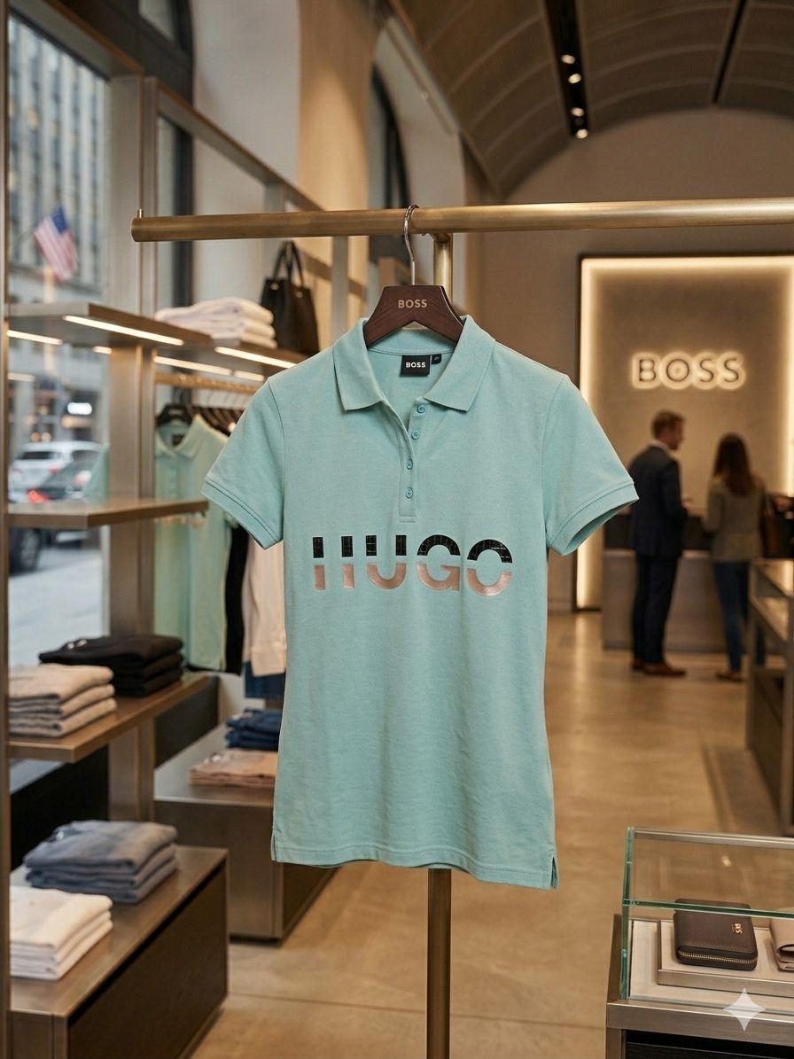 Hugo Boss teal green premium women's polo T-shirt
