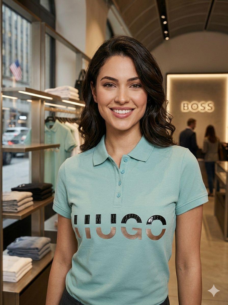 Hugo Boss teal green regular fit ladies polo T-shirt
