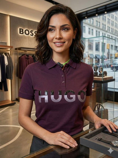Hugo Boss wine regular fit ladies polo T-shirt
