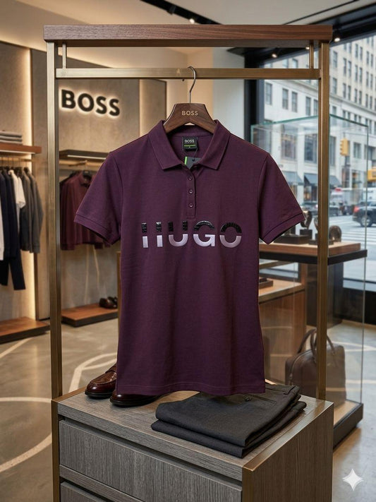 Hugo Boss wine premium women's polo T-shirt
