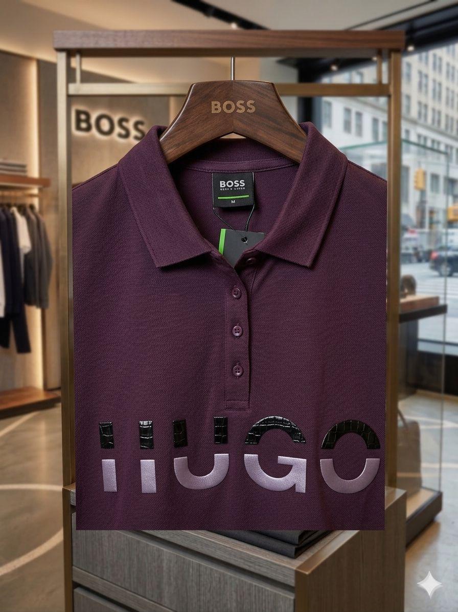 Women's Hugo Boss wine Turkey cotton polo tee

