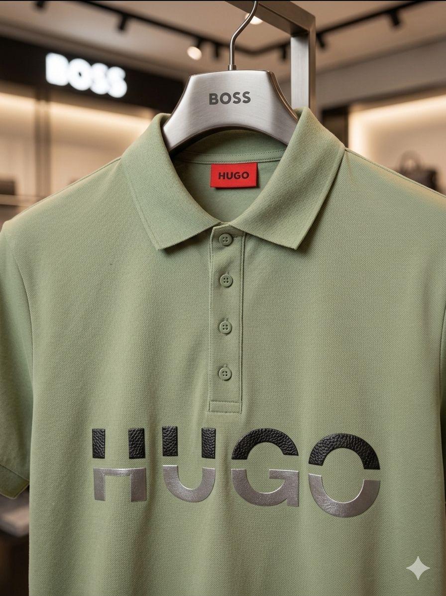 Women's Hugo Boss light green Turkey cotton polo tee
