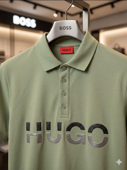 Women's Hugo Boss light green Turkey cotton polo tee
