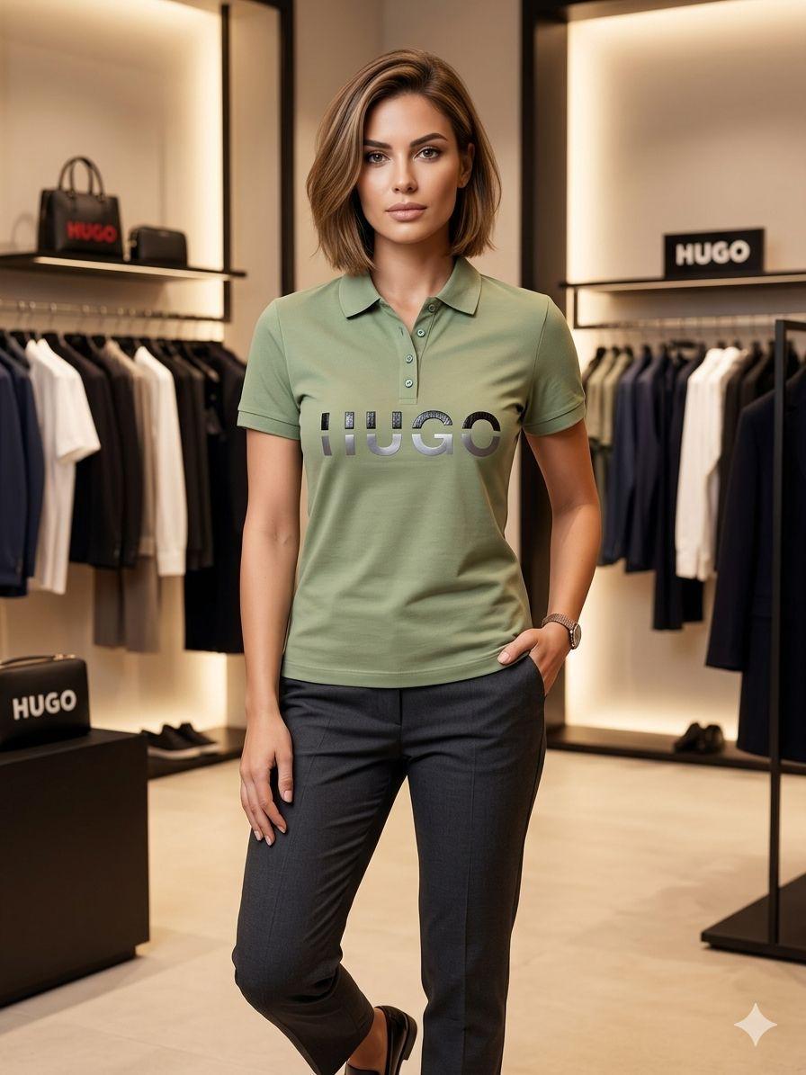 Hugo Boss Inspired Premium Lycra Polo T-Shirt for Women FASHION MYST