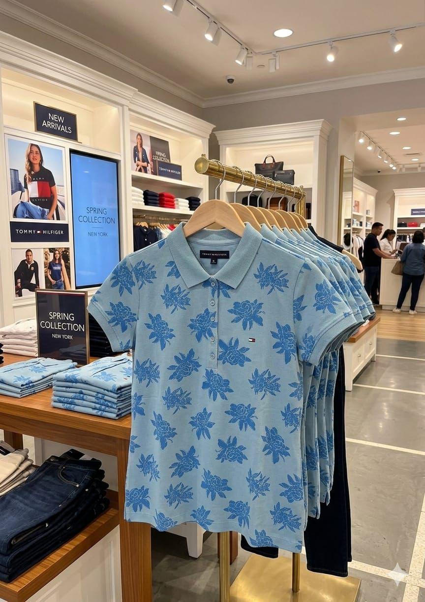 Tommy Hilfiger sky blue premium women's polo T-shirt
