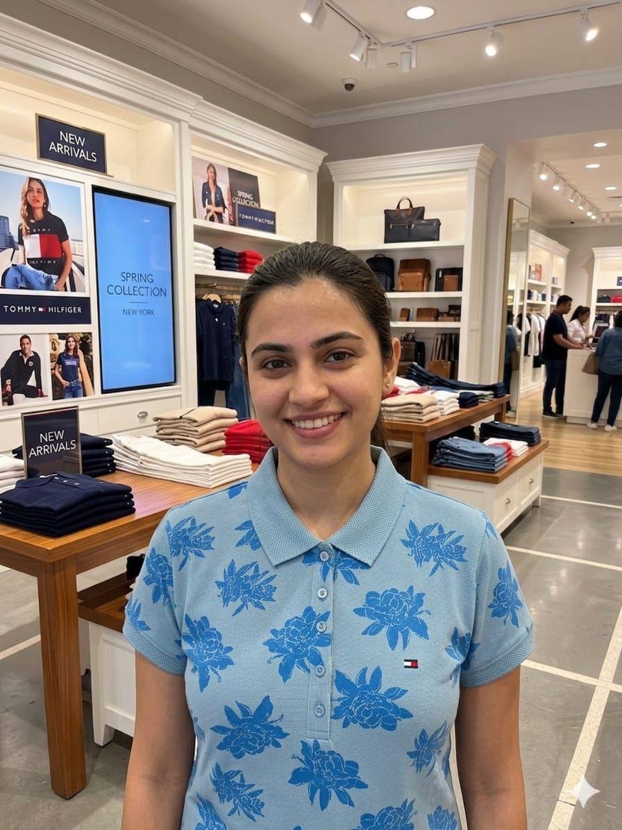 Tommy Hilfiger sky blue regular fit ladies polo T-shirt

