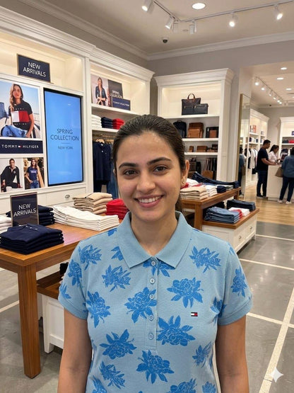 Tommy Hilfiger sky blue regular fit ladies polo T-shirt
