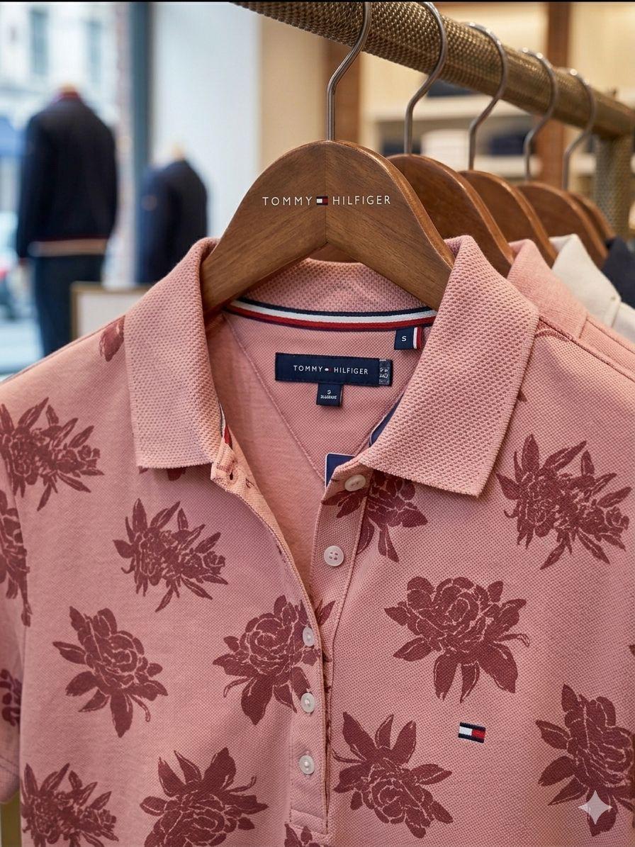 Women's Tommy Hilfiger pink Turkey cotton polo tee
