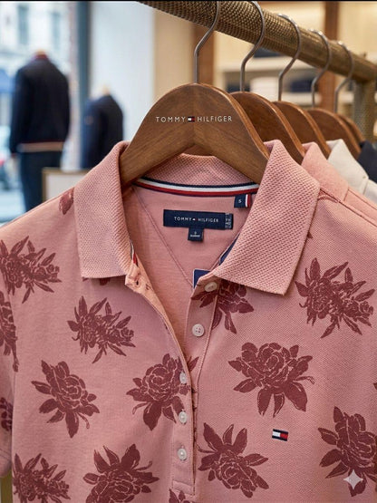 Women's Tommy Hilfiger pink Turkey cotton polo tee

