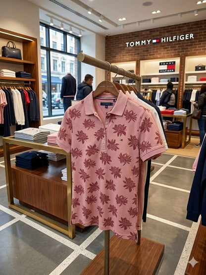 Tommy Hilfiger pink premium women's polo T-shirt
