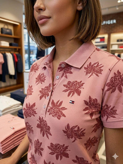 Tommy Hilfiger pink regular fit ladies polo T-shirt
