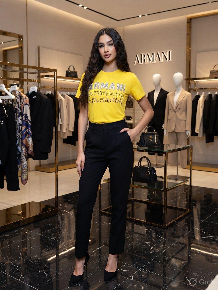 Armani yellow designer-inspired ladies casual tee
