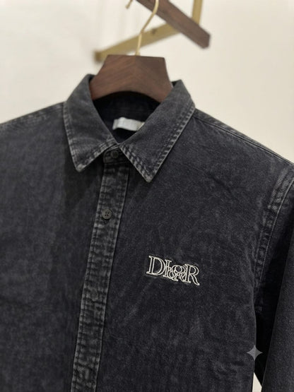 Premium Dior black full sleeve cotton shirt with authentic accessories
