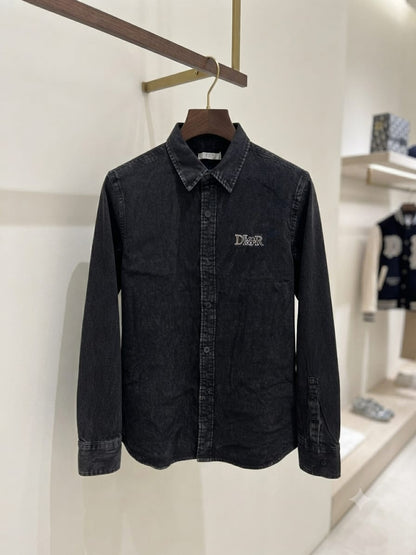 Dior men's black premium 100% cotton regular fit shirt
