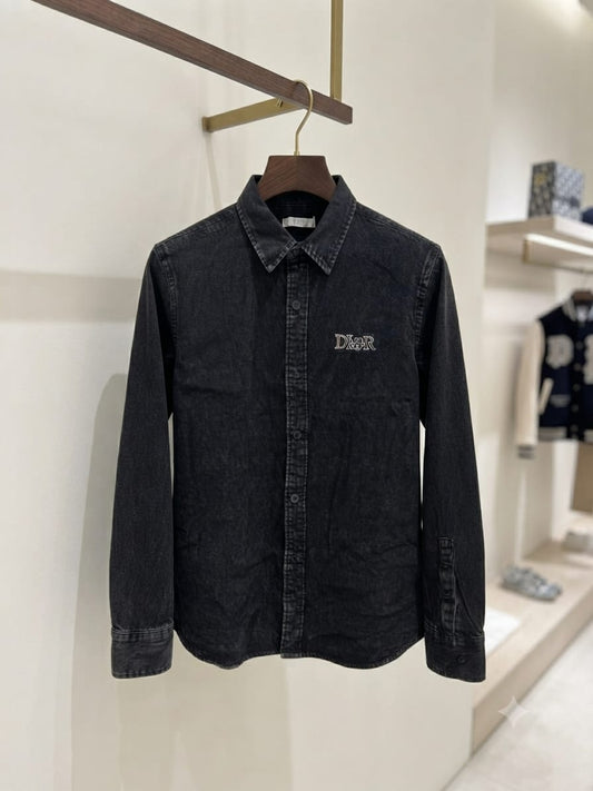 Dior men's black premium 100% cotton regular fit shirt
