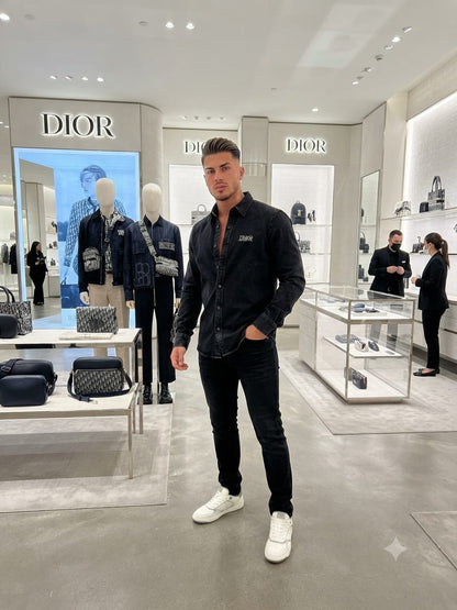 Luxury Dior black 100% cotton shirt with premium finishing and original accessories
