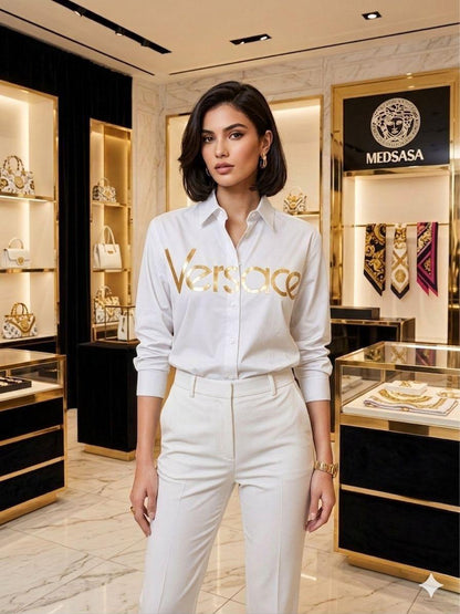 Premium Versace white designer-inspired women's tee
