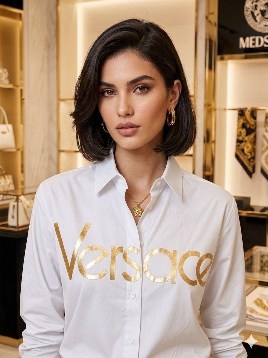 Versace white holiday and airport look T-shirt
